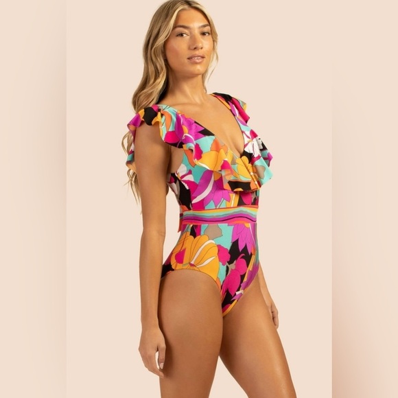 TRINA TURK Gemini Ruffle One-Piece Swimsuit ~ US  Size 6 - Picture 2 of 13